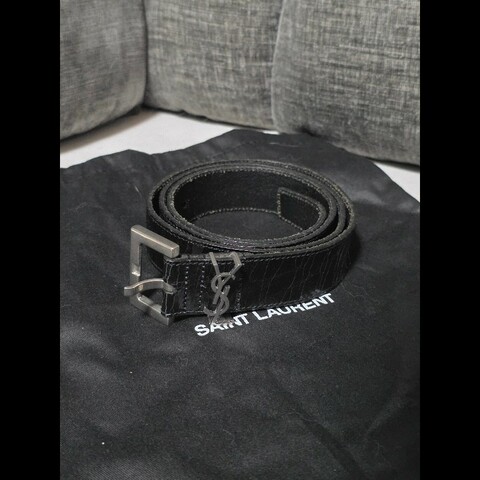 [全新] Saint Laurent YSL 爆裂紋皮帶 95cm