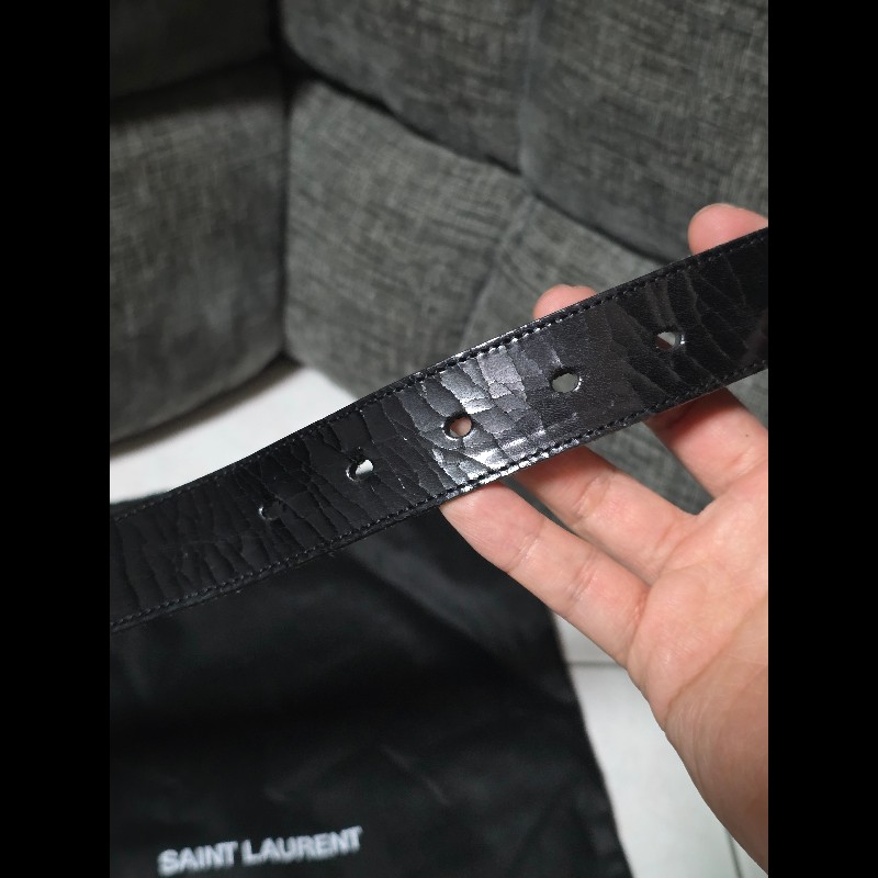 [全新] Saint Laurent YSL 爆裂紋皮帶 95cm-2
