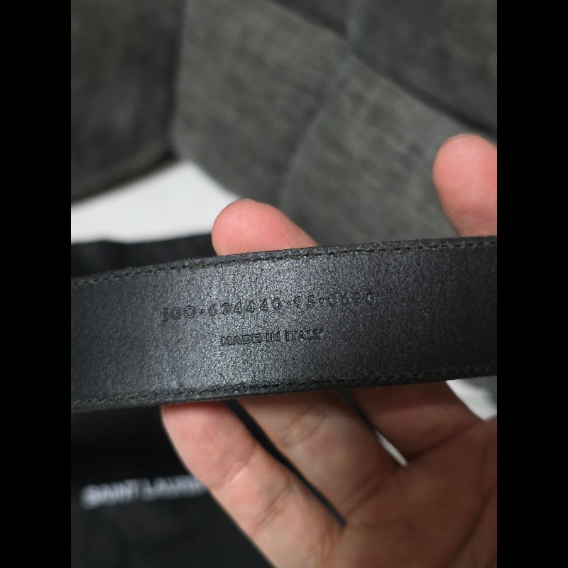 [全新] Saint Laurent YSL 爆裂紋皮帶 95cm-4
