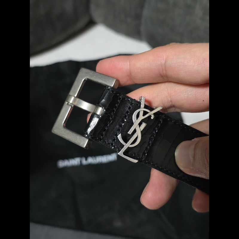 [全新] Saint Laurent YSL 爆裂紋皮帶 95cm-6