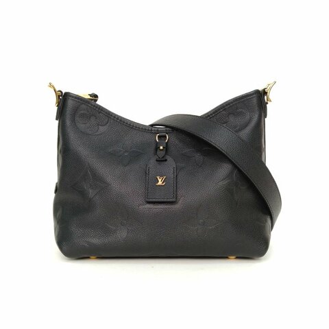 LOUIS VUITTON CARRYALL小號29配子袋黑色牛皮金扣晶片肩背包
