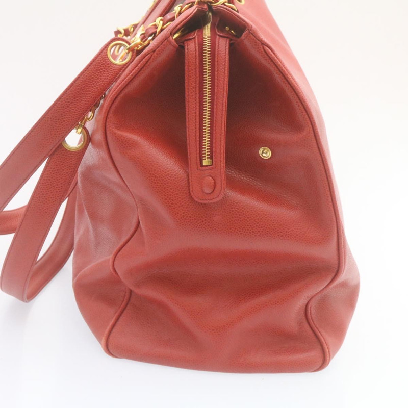 【日本直送】香奈兒 (CHANEL) 鏈 COCO 標誌超模款單背包 魚子醬皮 紅色 CC 正品 am2162gSAV-2