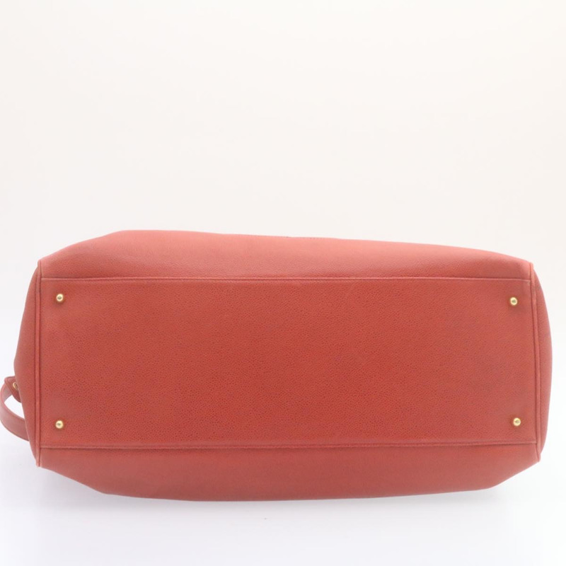 【日本直送】香奈兒 (CHANEL) 鏈 COCO 標誌超模款單背包 魚子醬皮 紅色 CC 正品 am2162gSAV-4