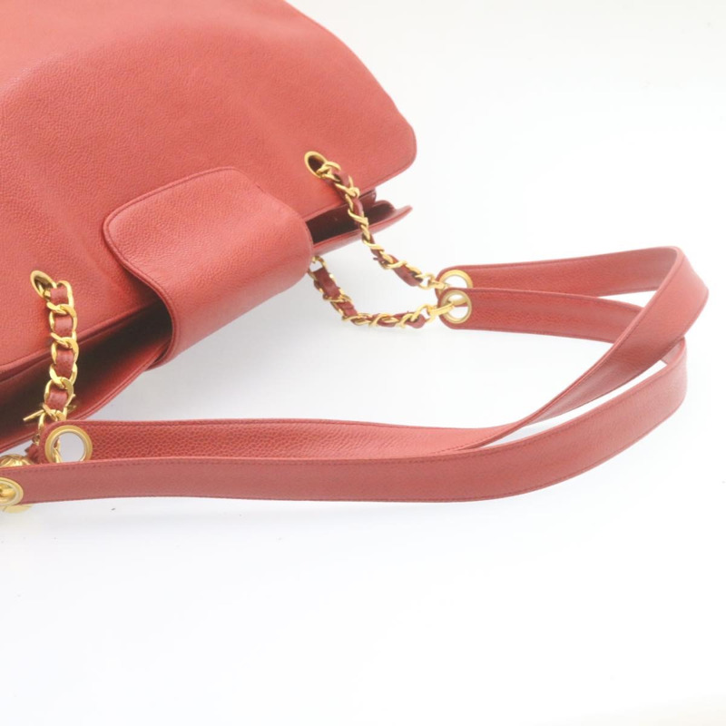 【日本直送】香奈兒 (CHANEL) 鏈 COCO 標誌超模款單背包 魚子醬皮 紅色 CC 正品 am2162gSAV-6