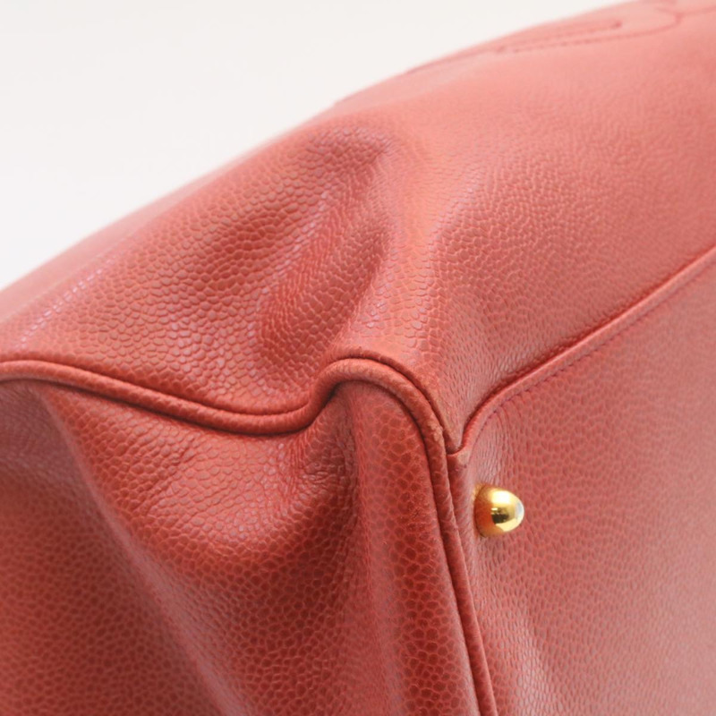 【日本直送】香奈兒 (CHANEL) 鏈 COCO 標誌超模款單背包 魚子醬皮 紅色 CC 正品 am2162gSAV-13