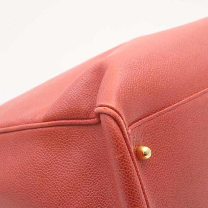 【日本直送】香奈兒 (CHANEL) 鏈 COCO 標誌超模款單背包 魚子醬皮 紅色 CC 正品 am2162gSAV-15