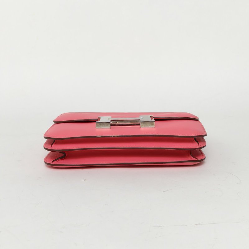 HERMES Constance康康19新唇膏粉Swift皮X刻銀扣肩背包-4