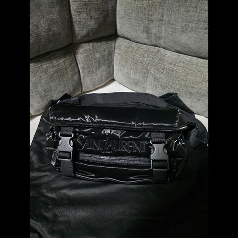 [全新] Saint Laurent YSL 亮面尼龍腰包