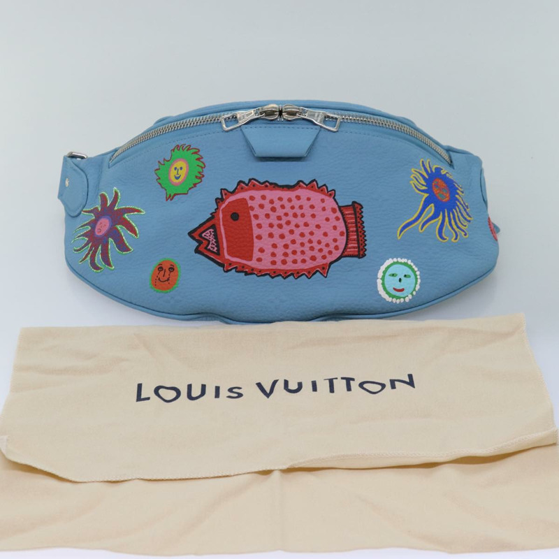 【日本直送】路易威登 Taurillon Monogram Maxi 腰包 淺藍色 M21715 正品 76433SM-11