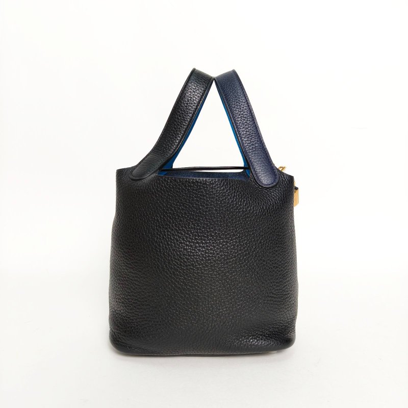 HERMES Picotin18菜籃子黑色拼午夜藍拼弗羅裏達藍TC皮Y刻肩背包-3
