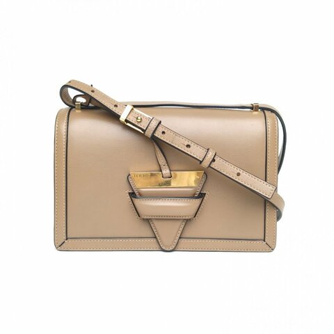 LOEWE Barcelona巴賽隆納中號咖啡色牛皮金扣肩背包