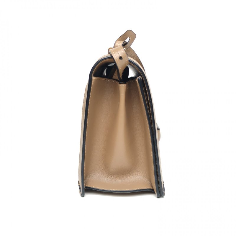 LOEWE Barcelona巴賽隆納中號咖啡色牛皮金扣肩背包-1