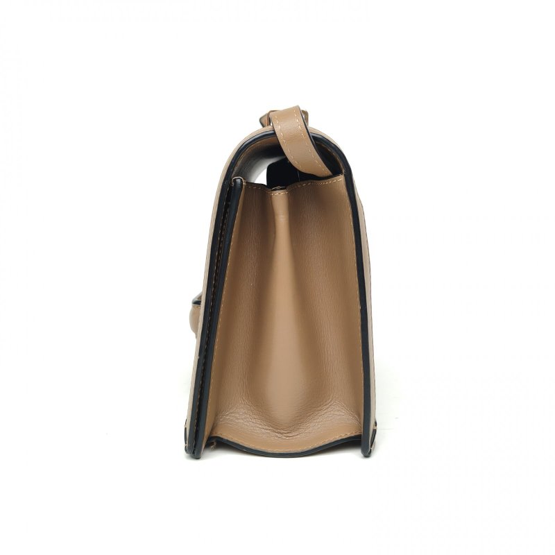 LOEWE Barcelona巴賽隆納中號咖啡色牛皮金扣肩背包-3