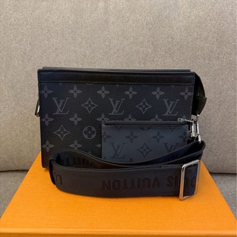 LV黑老花二合一側背包
