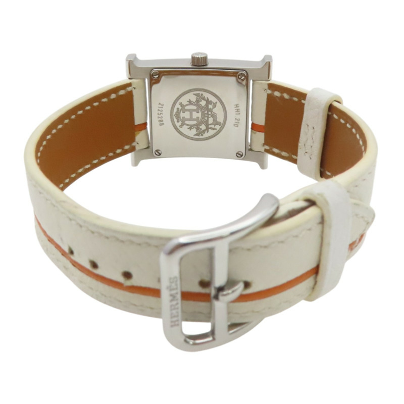白色錶盤 白色牛皮錶帶 不鏽鋼 Heure H 腕錶【HERMES 愛馬仕】 HH1.210-5