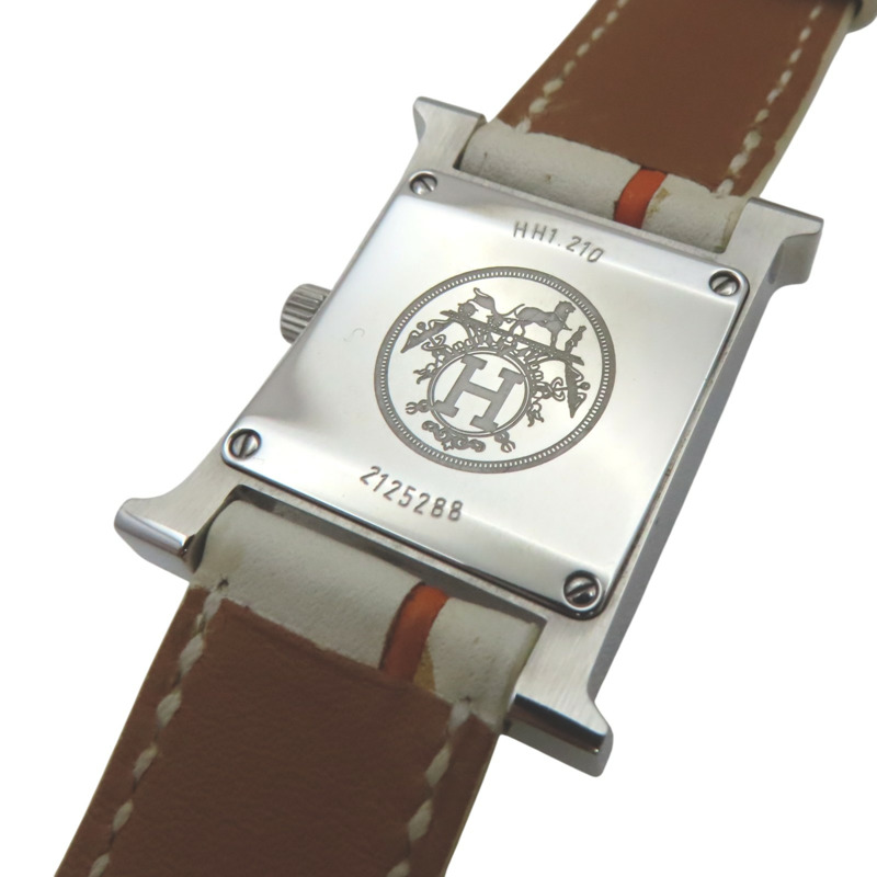 白色錶盤 白色牛皮錶帶 不鏽鋼 Heure H 腕錶【HERMES 愛馬仕】 HH1.210-7