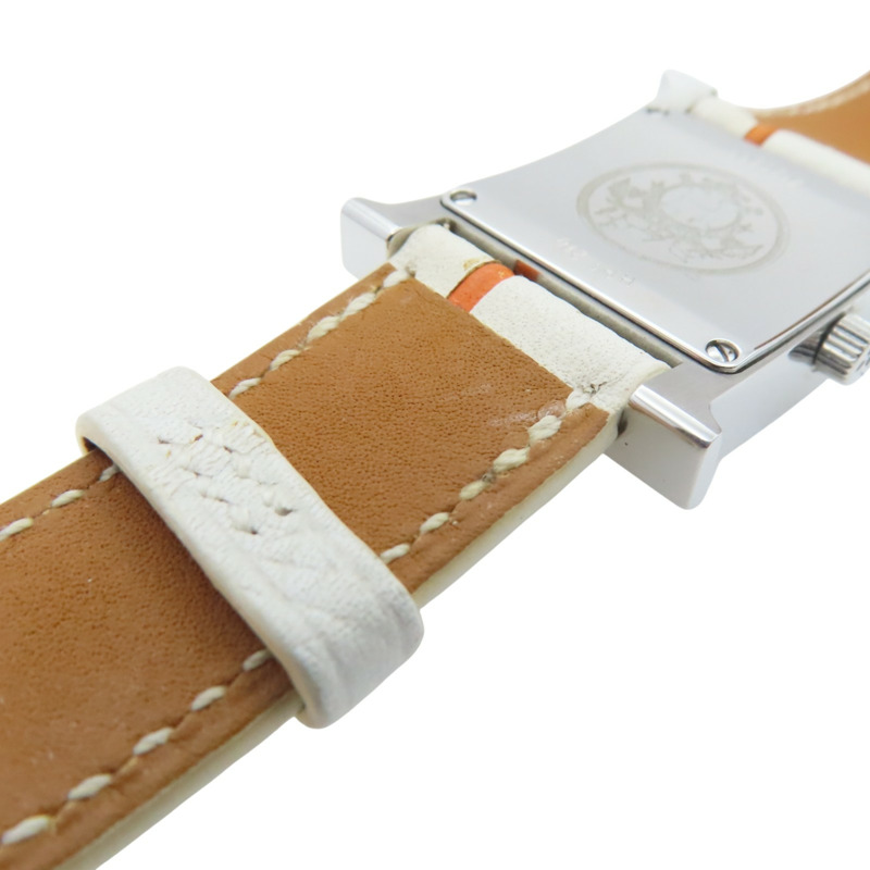 白色錶盤 白色牛皮錶帶 不鏽鋼 Heure H 腕錶【HERMES 愛馬仕】 HH1.210-9