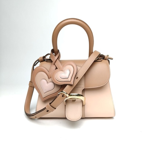 DELVAUX BrillantMini20奶茶色牛皮淺金扣