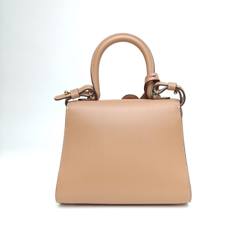 DELVAUX BrillantMini20奶茶色牛皮淺金扣-2