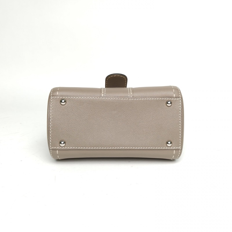 DELVAUX BrillantMini20外縫線大象灰牛皮銀扣-3