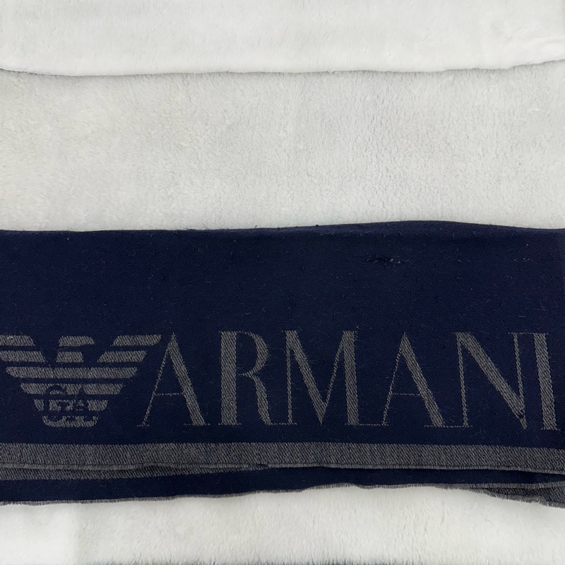 【赫蒂國際精品】Emporio Armani 亞曼尼 提花老鷹標誌羊毛混紡圍巾 vintage-1