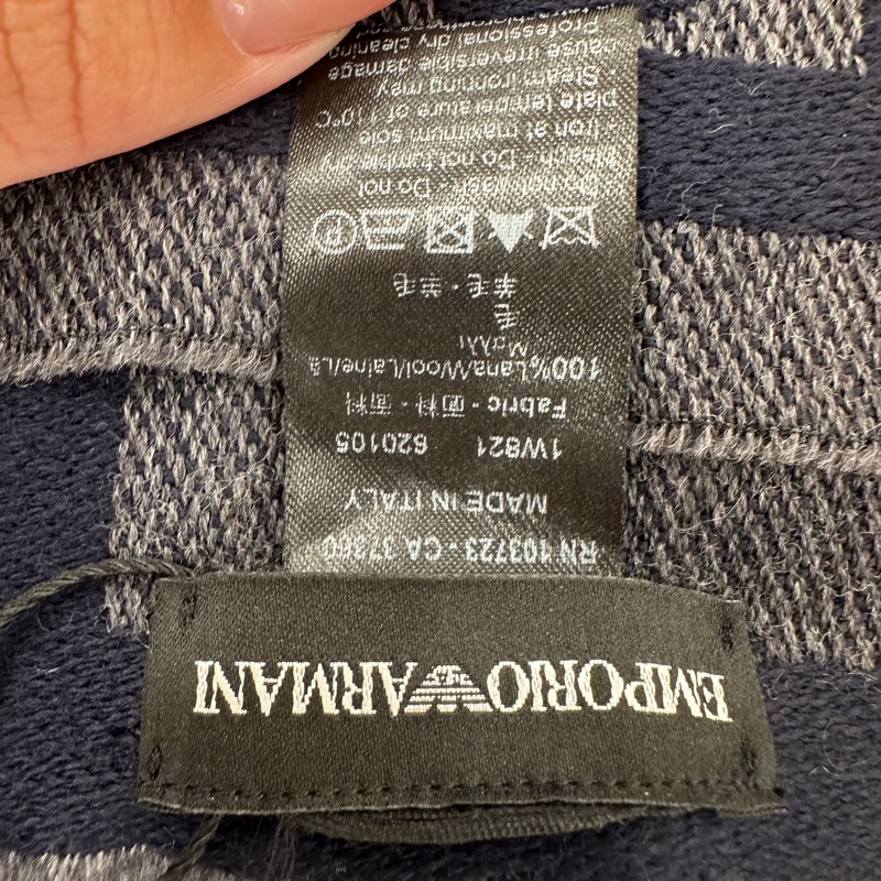 【赫蒂國際精品】Emporio Armani 亞曼尼 提花老鷹標誌羊毛混紡圍巾 vintage-3