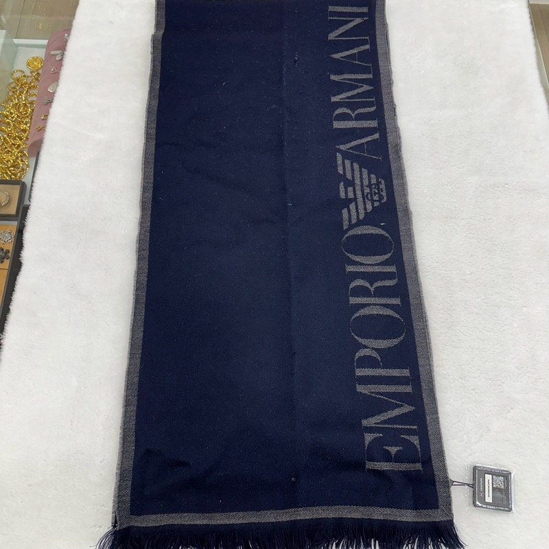 【赫蒂國際精品】Emporio Armani 亞曼尼 提花老鷹標誌羊毛混紡圍巾 vintage-10
