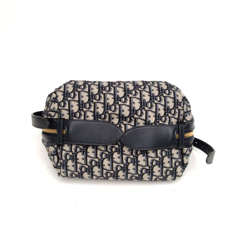 DIOR D-Journey手袋小號印花水餃包藍色帆布金扣2025肩背包-4