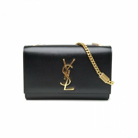 SAINT LAURENT KATE小號20荔紋黑色牛皮金扣肩背包