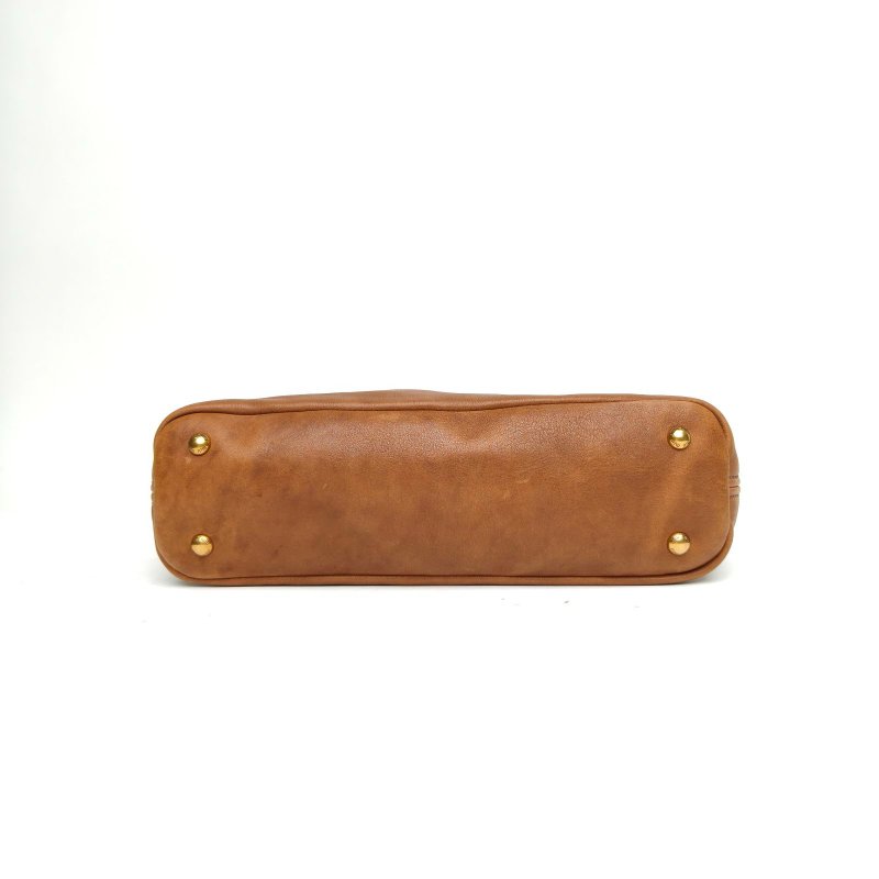 MIU MIU 棕色羊皮金扣AventureNappa手提包小號肩背包-4