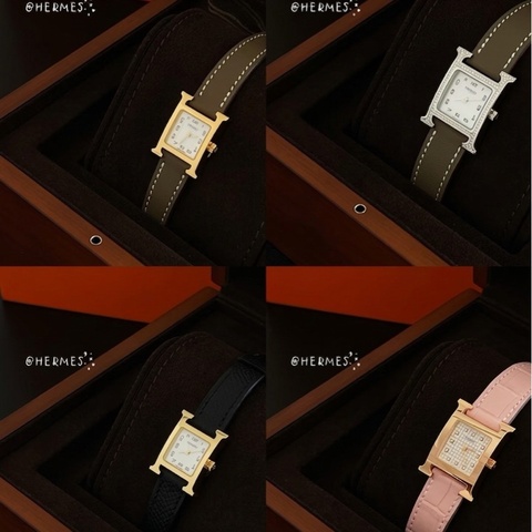 Hermès/愛馬仕 腕錶 Heure H 迷你型(TPM）尺寸 17.2mm*17.2 mm 黑金配色 全套  超級甜甜價