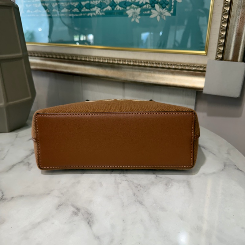 Loewe 焦糖帆布Anagram mimiTote拼牛皮手提斜背編織托特包A717S74X01-4