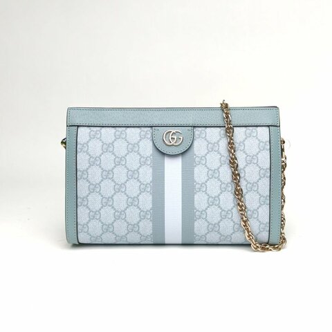 GUCCI Ophidia夾子包小號26綠色牛皮/PVC淺金扣肩背包