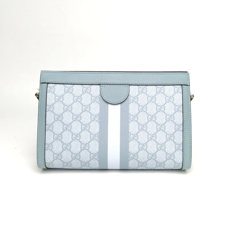 GUCCI Ophidia夾子包小號26綠色牛皮/PVC淺金扣肩背包-2