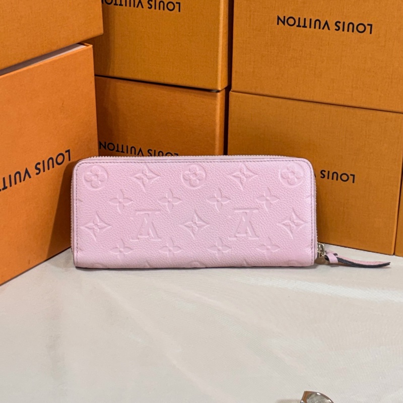 ✨近新閒置 LV 路易威登 Louis Vuitton 粉牛皮壓紋老花拉鏈8卡（二合一）窄版長夾-1