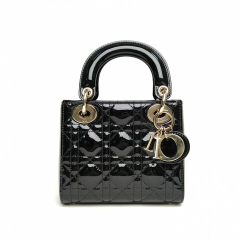 DIOR Lady戴妃包三格黑色漆皮金扣2020肩背包