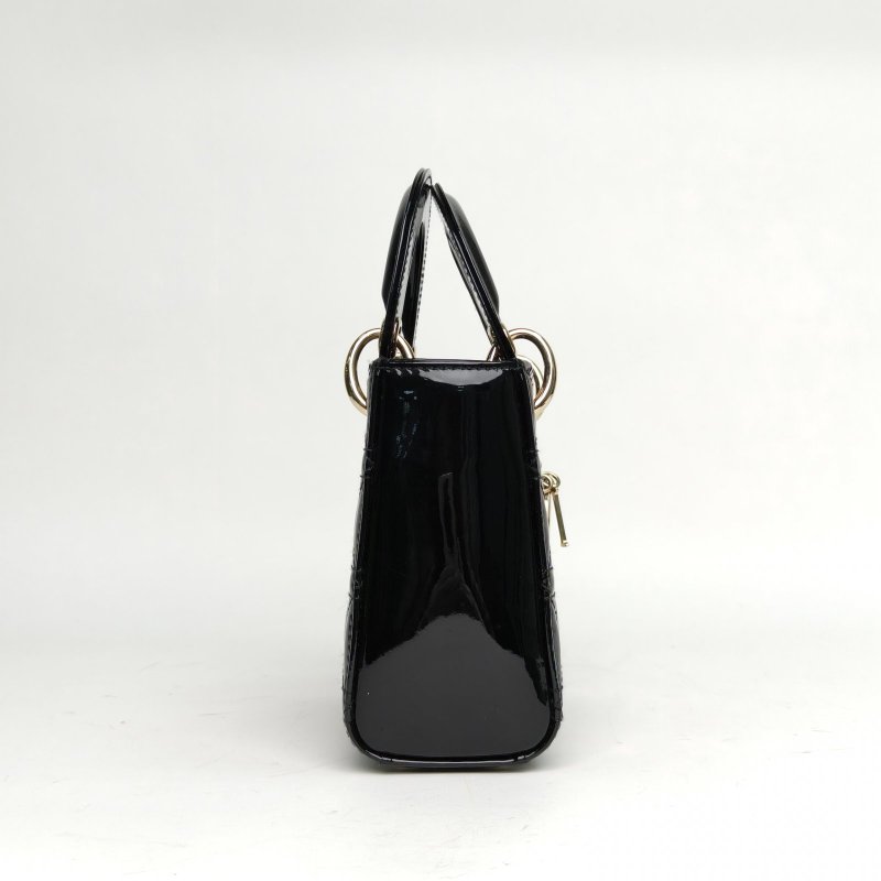 DIOR Lady戴妃包三格黑色漆皮金扣2020肩背包-1