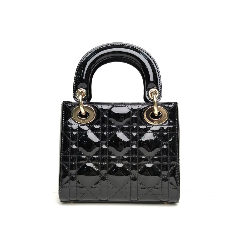 DIOR Lady戴妃包三格黑色漆皮金扣2020肩背包-2