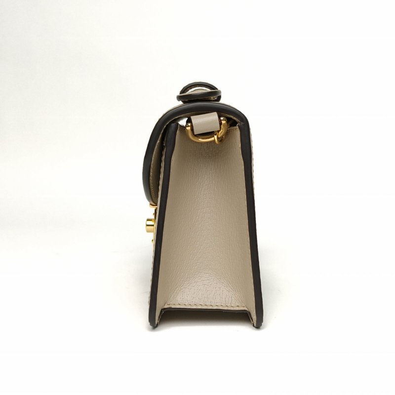 GUCCI Ophidia郵差包紅綠條紋織帶迷你米白色PVC金扣肩背包-1