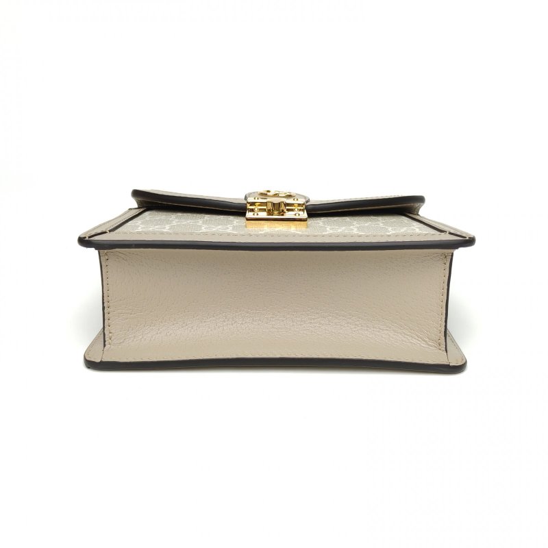 GUCCI Ophidia郵差包紅綠條紋織帶迷你米白色PVC金扣肩背包-4