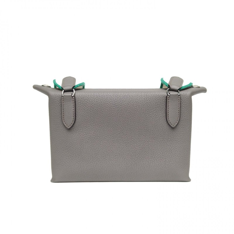 HERMES Videpoches餐盤包27錫器灰Togo皮B刻銀扣肩背包-2