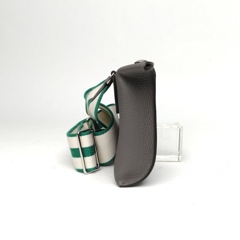 HERMES Videpoches餐盤包27錫器灰Togo皮B刻銀扣肩背包-3