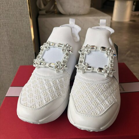 RV 方框水鑽休閒鞋/白