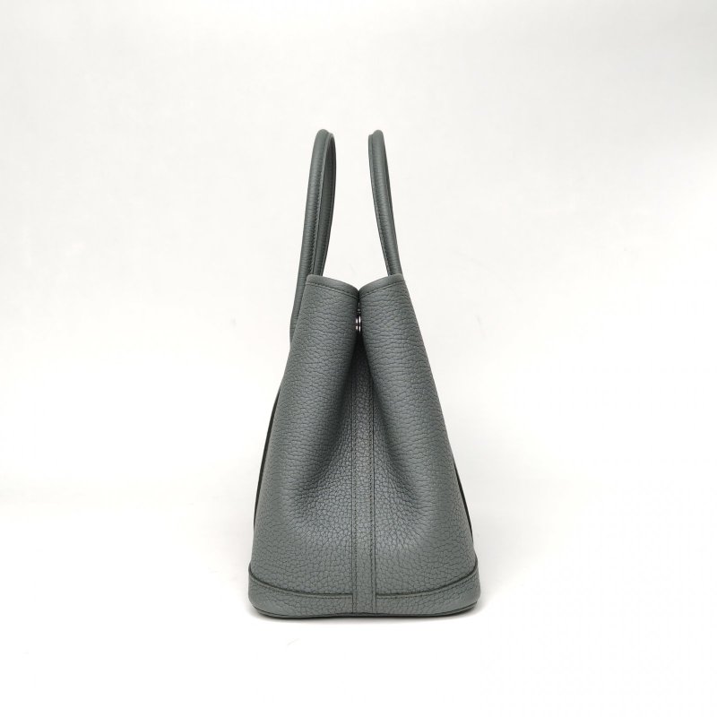 HERMES GardenParty花園包杏仁綠NEGONA皮W刻銀扣肩背包-1