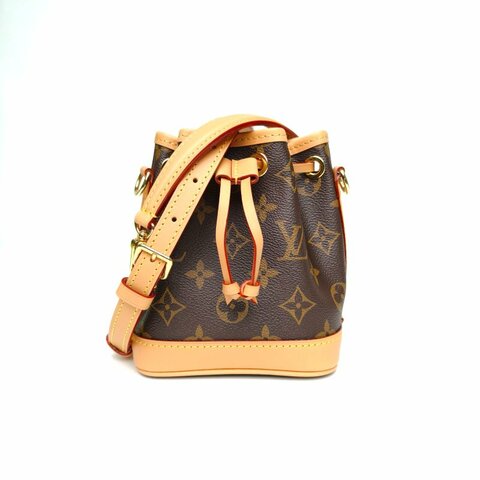 LOUIS VUITTON NOÉ水桶包Nano13可拆卸肩帶老花PVC金扣晶片肩背包