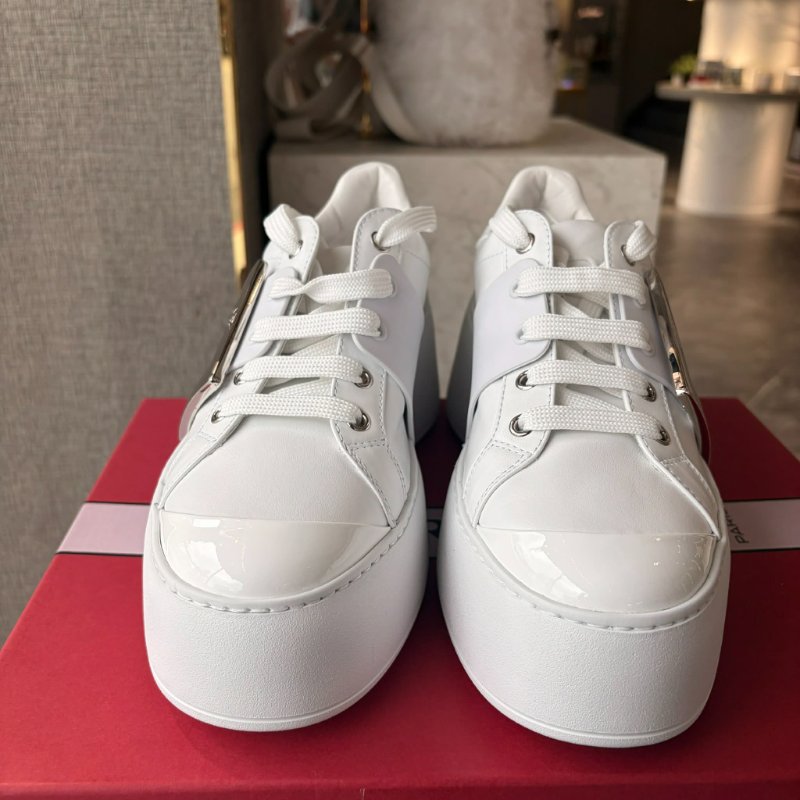 RV 水鑽方扣帆布運動鞋/白-1