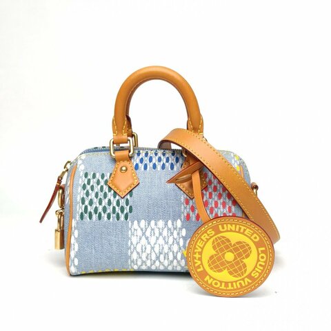 LOUIS VUITTON Sp18牛仔限量款彩色波點配色圖案晶片肩背包