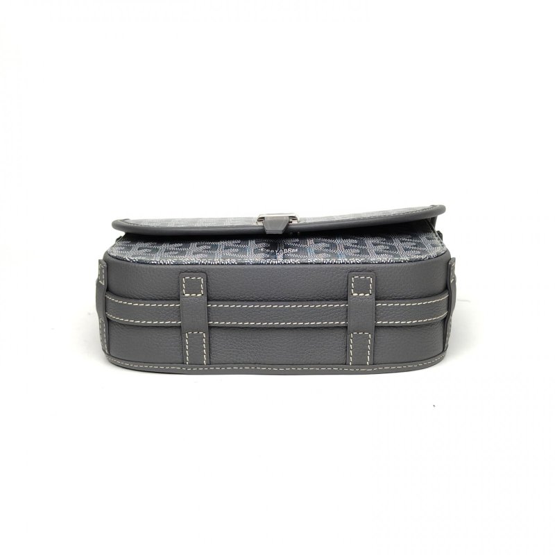 GOYARD Belvedere郵差包二代小號22灰色PVC肩背包-4