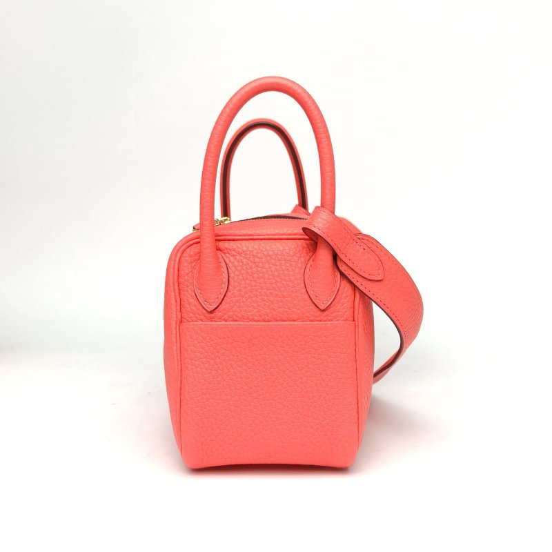 HERMES LindyMini0E德州玫瑰TC皮Y刻金扣肩背包-1