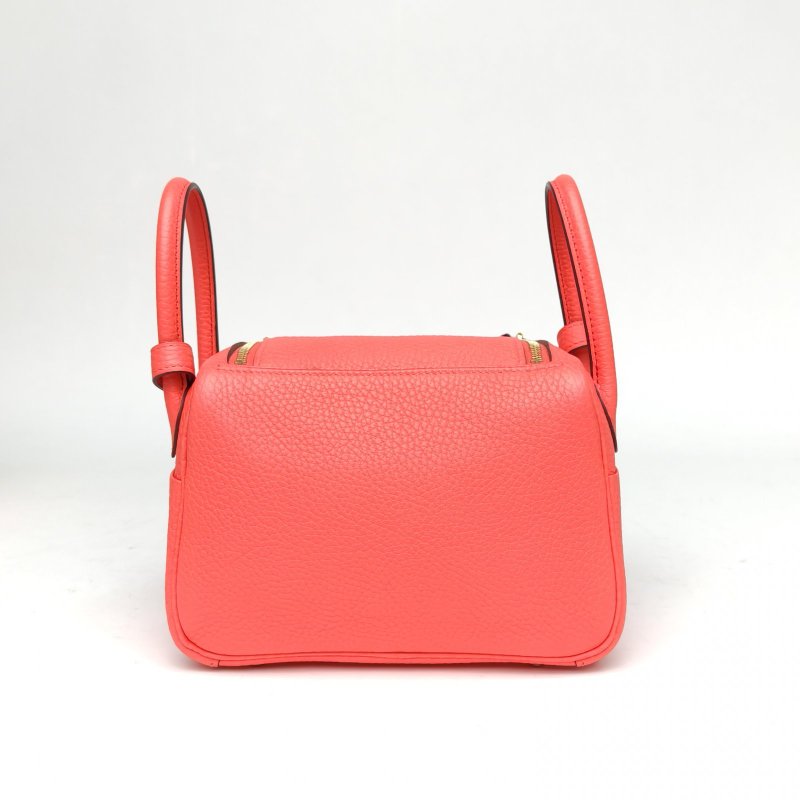 HERMES LindyMini0E德州玫瑰TC皮Y刻金扣肩背包-2